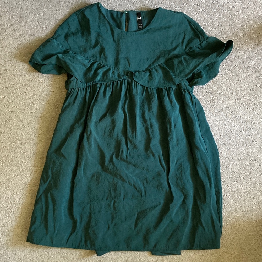 Zara TRF Collection green babydoll romper, Sz Small.